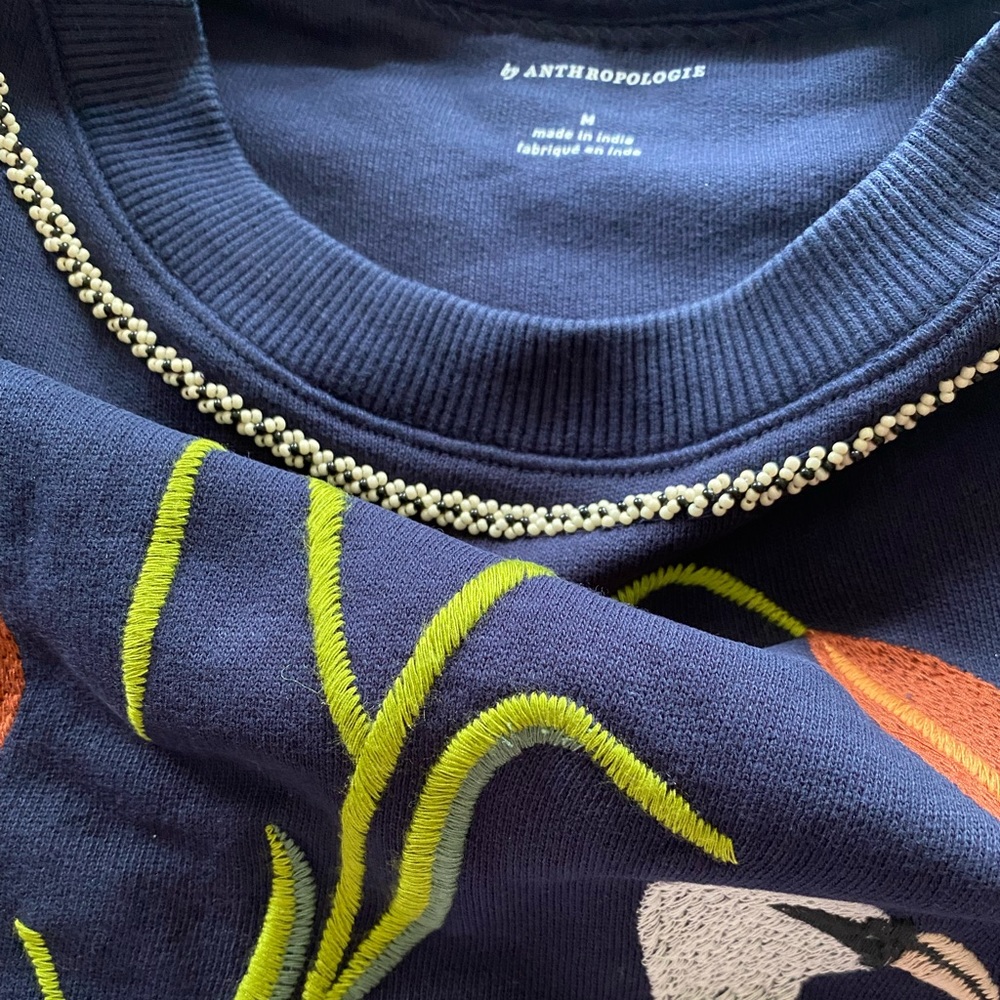 Anthropologie Swan Lake Embroidered SweatshiRT - Picture 5 of 9
